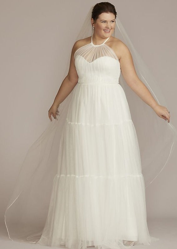 Halter Plus Size Wedding Gown with Tiered Skirt – A Practical Wedding